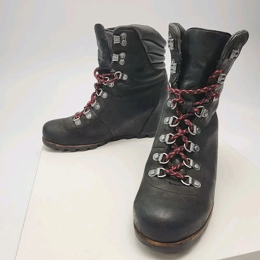 Sorel Boots Winter Snow Women Sz 10 Black Leather 2.5